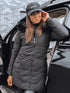 Damen lange Steppjacke mit Kapuze & Kunstpelz